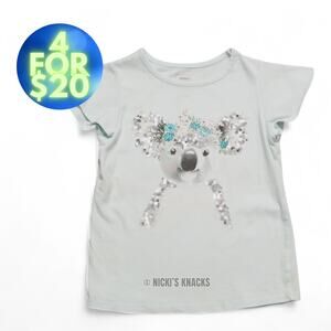 4/$20 Sonoma Girls Sparkle Shine Sequin Koala Short Sleeve T-Shirt Green Size 6